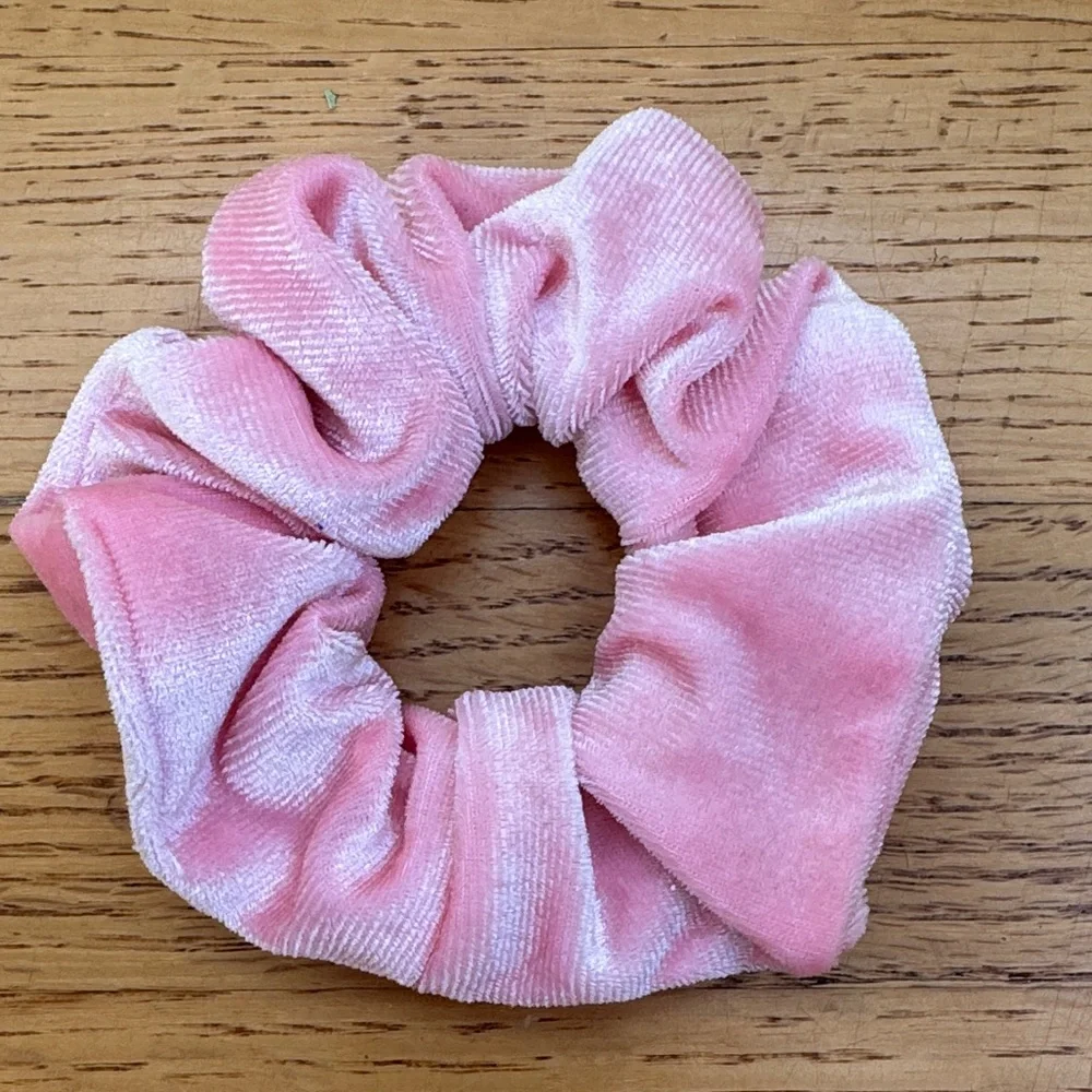 Pink Velvet Scrunchie for Kids